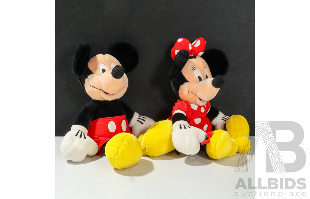 Vintage Stuffed Mickey and Minnie Mouse Figures Circa 2000