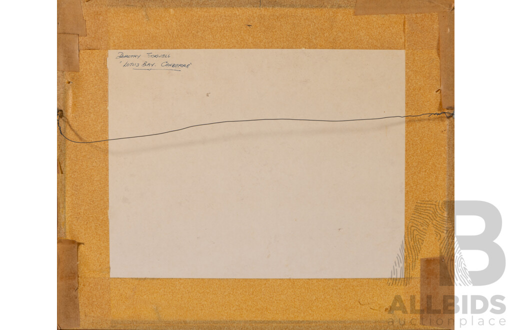 Dorothy Tuckwell, (20th Century, Australian), Lotus Bay, Canberra, Wonderful Original Vintage Watercolour, 33 x 40 cm (frame)