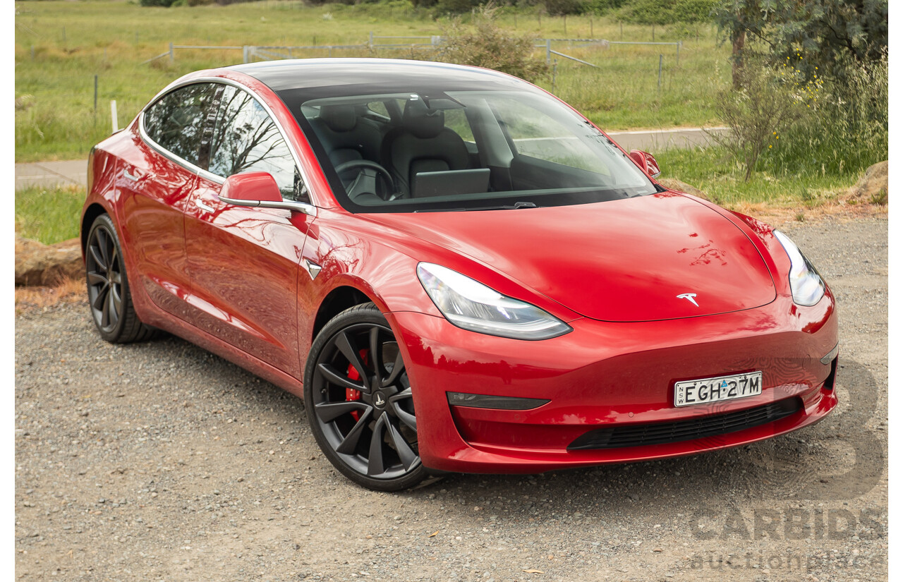 01/2020 Tesla Model 3 Performance (AWD) Dual Motor 4d Sedan Red - Dedicated Electric EV 335kw