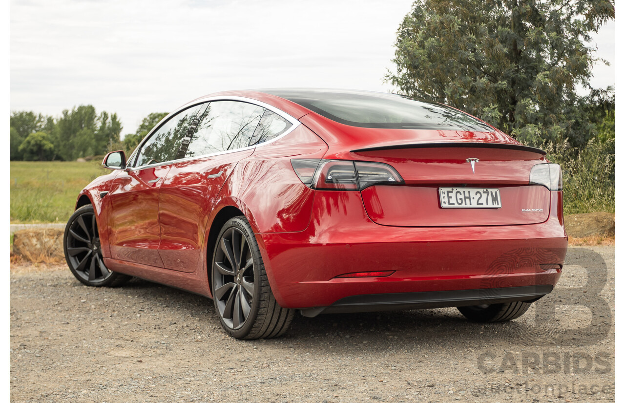 01/2020 Tesla Model 3 Performance (AWD) Dual Motor 4d Sedan Red - Dedicated Electric EV 335kw