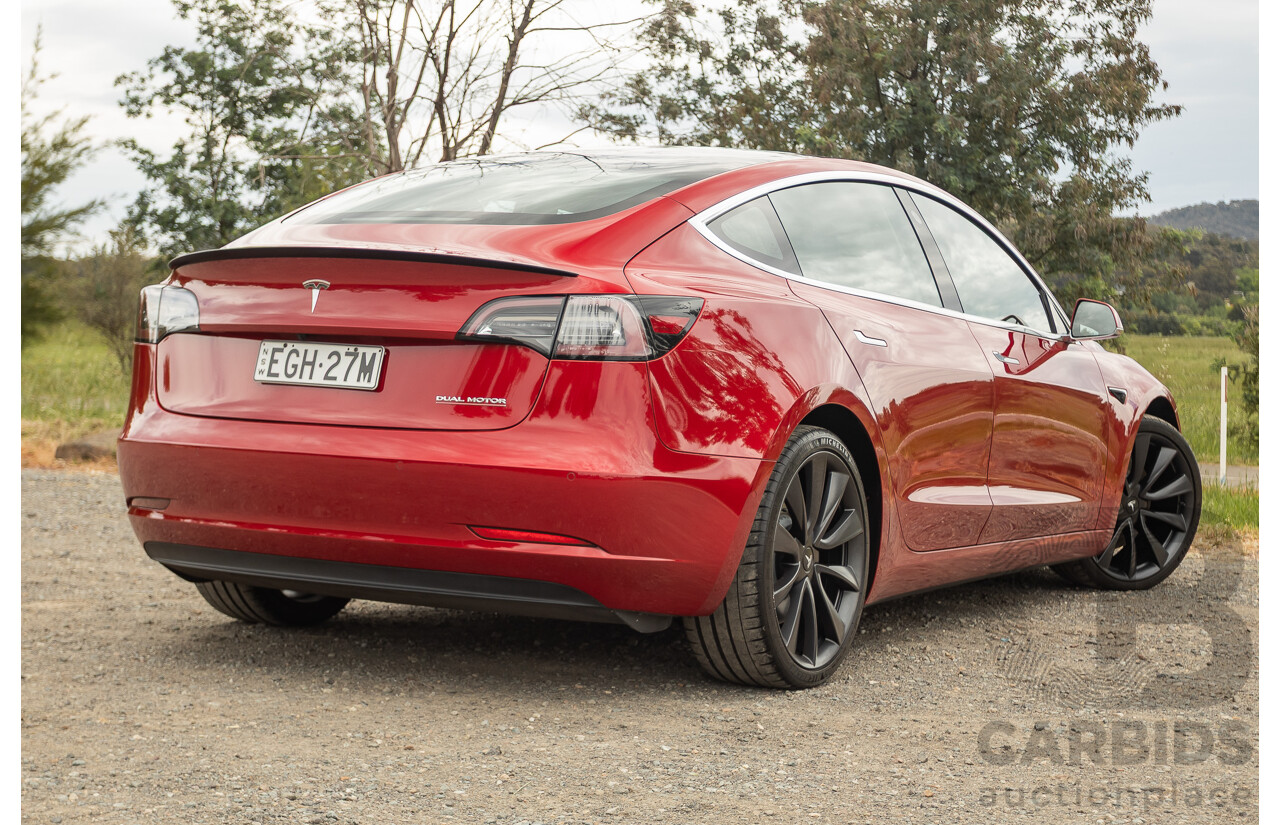 01/2020 Tesla Model 3 Performance (AWD) Dual Motor 4d Sedan Red - Dedicated Electric EV 335kw
