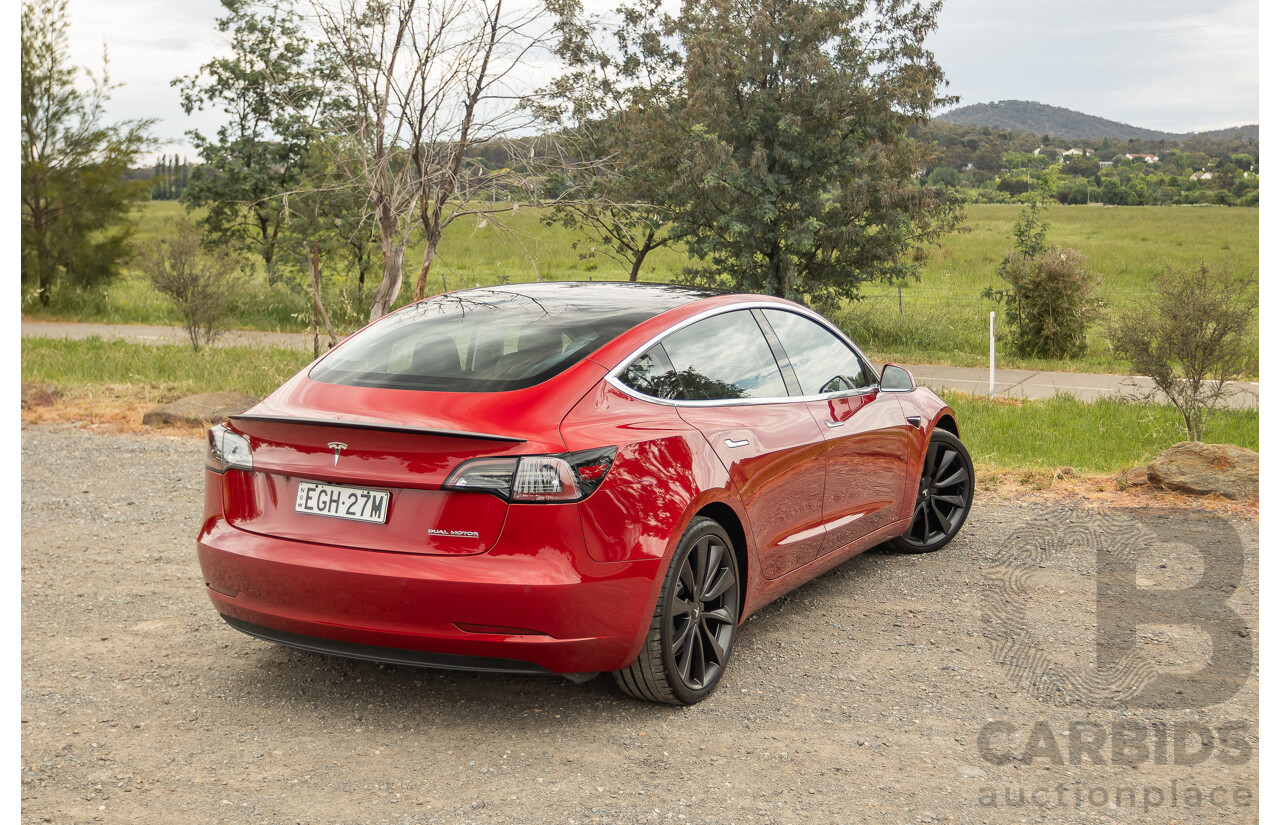 01/2020 Tesla Model 3 Performance (AWD) Dual Motor 4d Sedan Red - Dedicated Electric EV 335kw