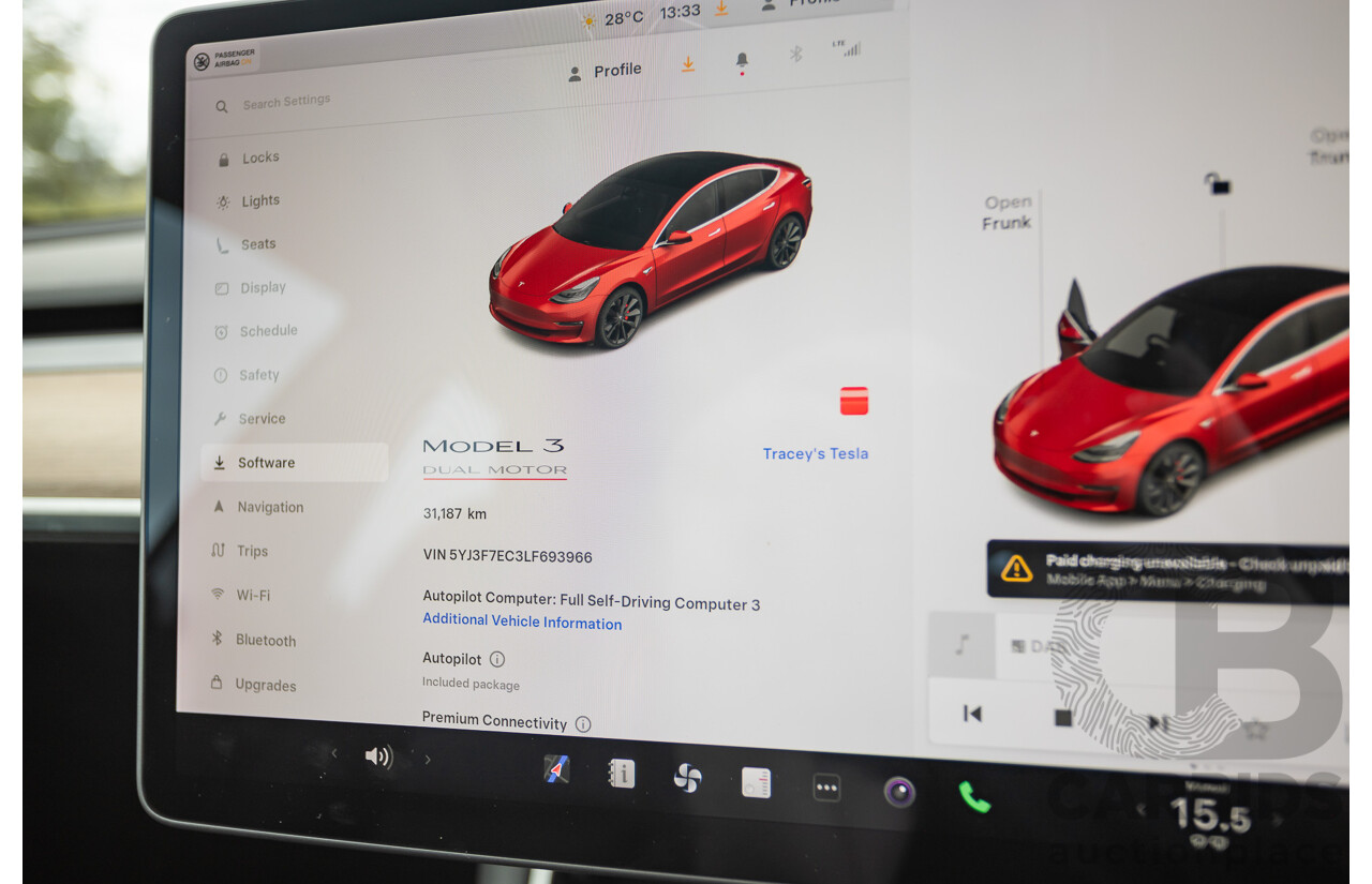 01/2020 Tesla Model 3 Performance (AWD) Dual Motor 4d Sedan Red - Dedicated Electric EV 335kw