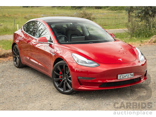 01/2020 Tesla Model 3 Performance (AWD) Dual Motor 4d Sedan Red - Dedicated Electric EV 335kw