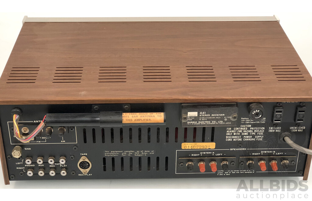 Sansui 441 Stereo Receiver and Pair of BIC Venturi Three Way Speakers