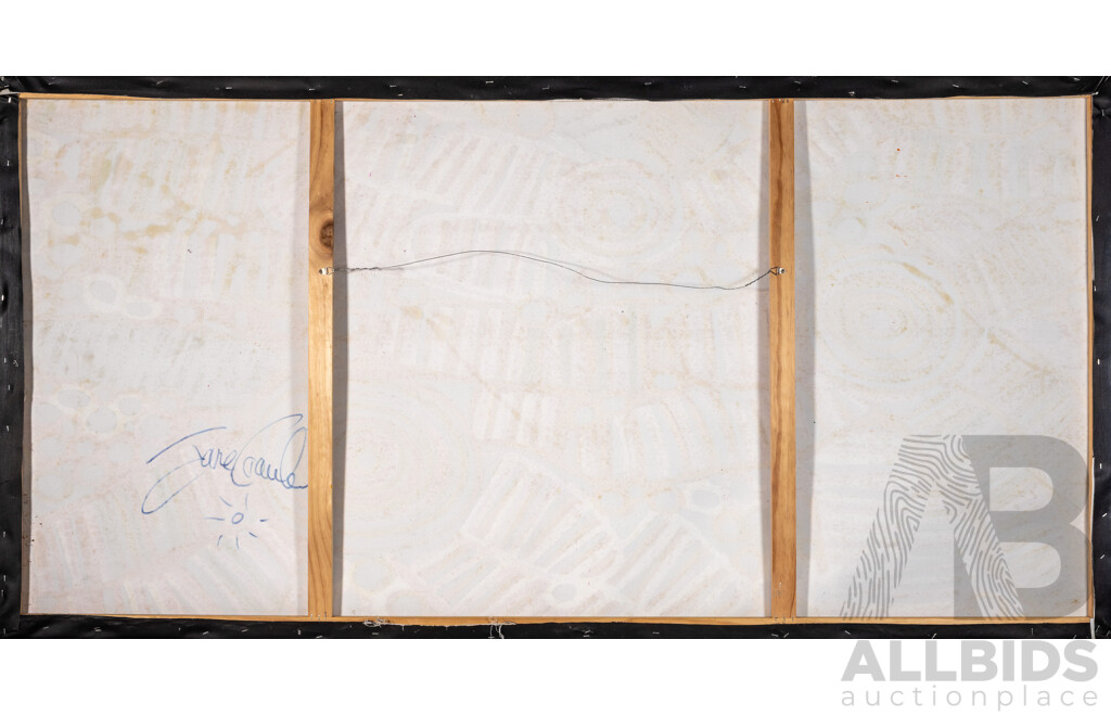 Jane Coaule? (20th Century, Indigenous-Australian), Abstract Dreamtime, Original Acrylic on Canvas, 100 x 200 cm