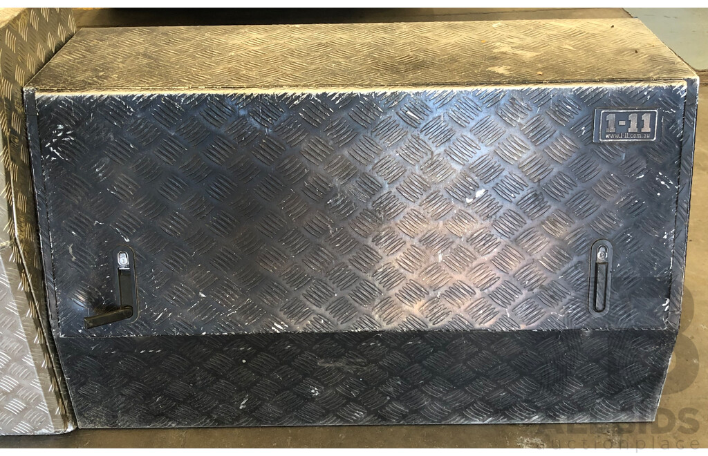 Two Aluminium Checkerplate Ute Toolboxes and Galvanised Metal Toolbox