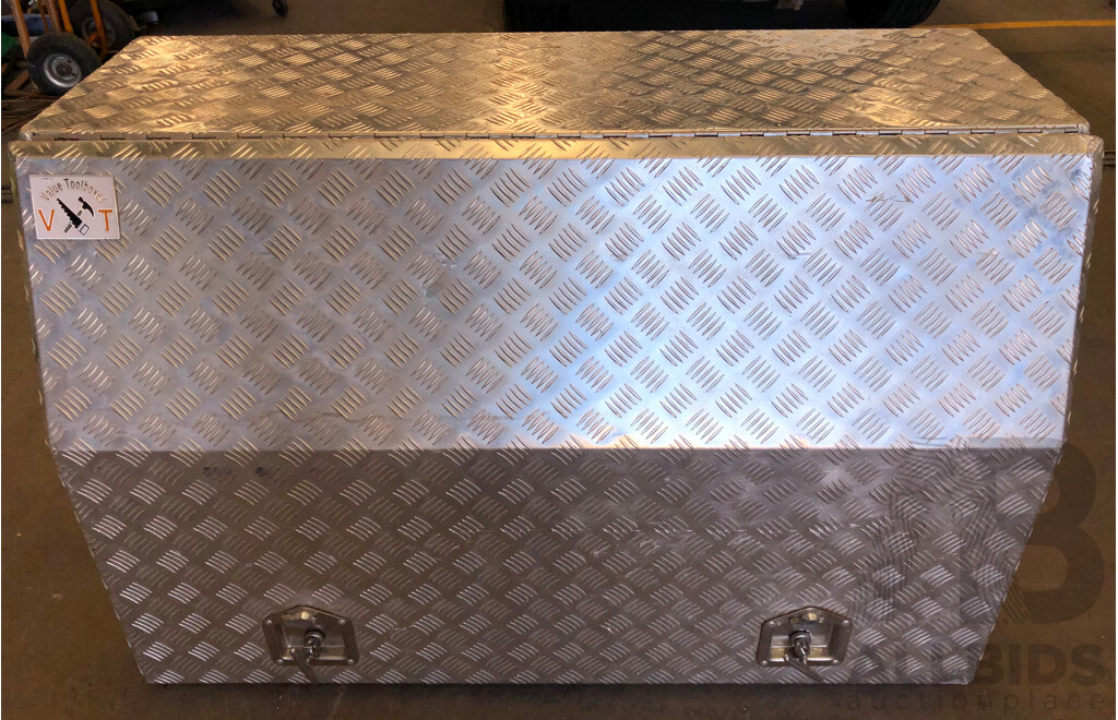 Two Aluminium Checkerplate Ute Toolboxes and Galvanised Metal Toolbox