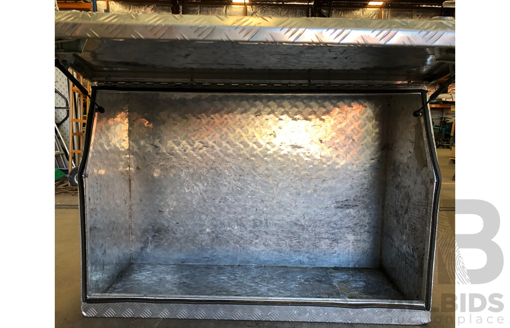 Two Aluminium Checkerplate Ute Toolboxes and Galvanised Metal Toolbox