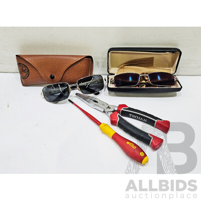 Assorted Lof of Glasses & Tools