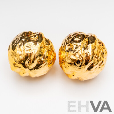 RISIS Natural Walnuts Plated in 999 Gold for Palm Exercises - Lot of 2