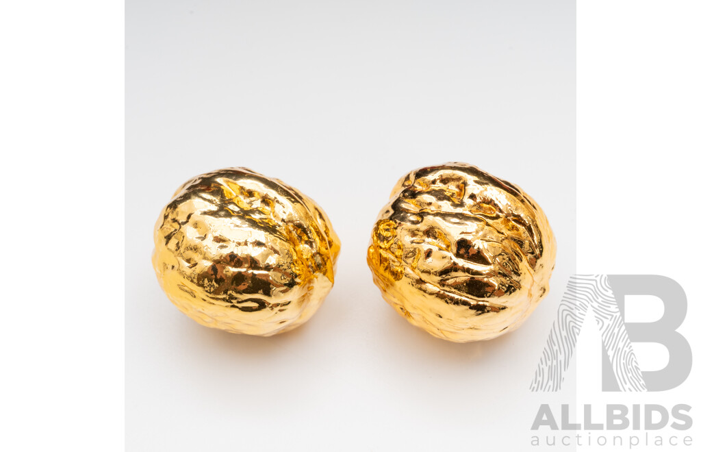 RISIS Natural Walnuts Plated in 999 Gold for Palm Exercises - Lot of 2