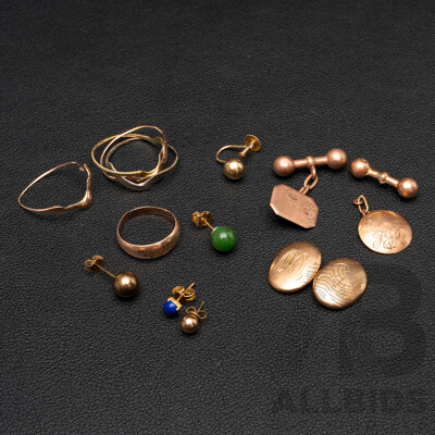 Scrap Gold, Mixed 9/15ct Vintage & Antique Pieces, 16.24 Grams