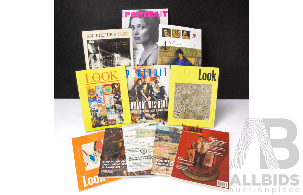 Collection of Varied Art Related Magazines Including Architectural Digest, Portrait Magazine, Australian Art Review and More (11)