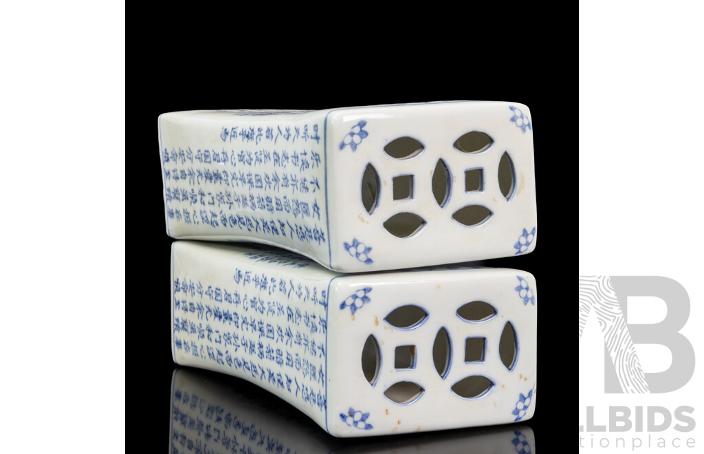 Two Antique Chinese Porcelain Opium Pillows