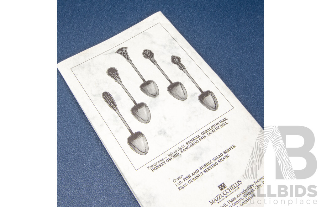 Six Linton Silver Spoons, Gumnut, Banksia, Geralton Wax, Donkey Orchid .925