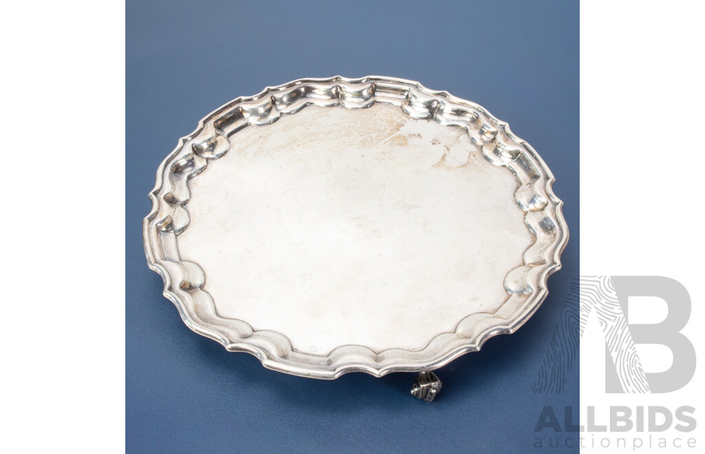 Antique Silver Scroll Footed Serving Tray, John Harrison & Co, Sheffield, 1880