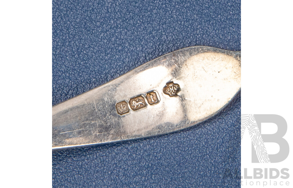 Collection of Silver Spoons Including Four W S Savage & Co, Sheffield, 1927, One Hardy Brothers, Sheffield , 1961, Tea Strainer William Hutton & Sons Ltd, Sheffield, 1911, Napkin Ring