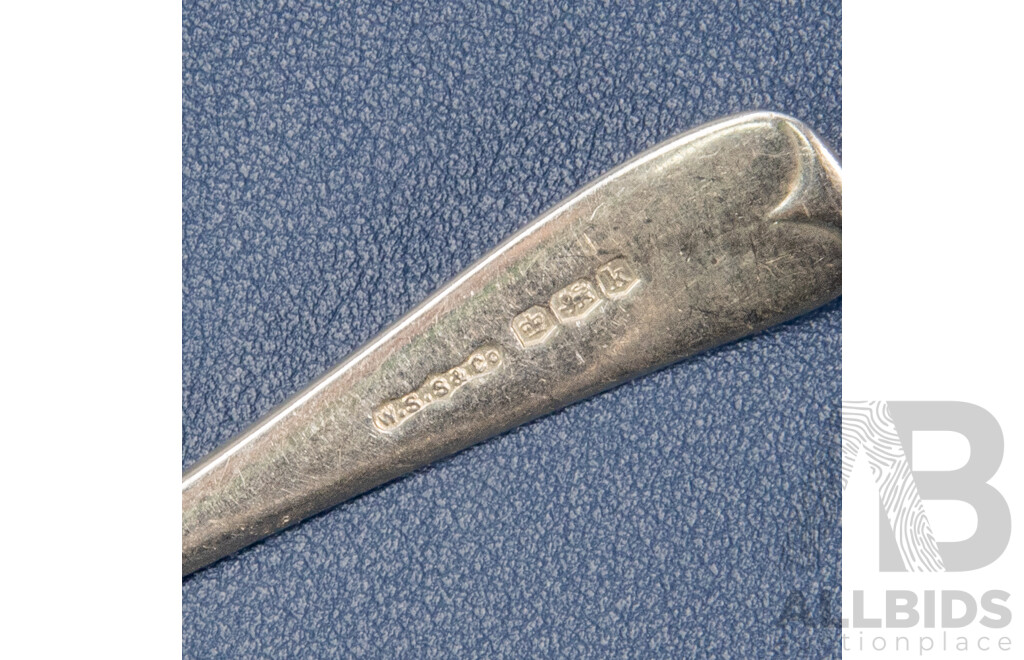 Collection of Silver Spoons Including Four W S Savage & Co, Sheffield, 1927, One Hardy Brothers, Sheffield , 1961, Tea Strainer William Hutton & Sons Ltd, Sheffield, 1911, Napkin Ring