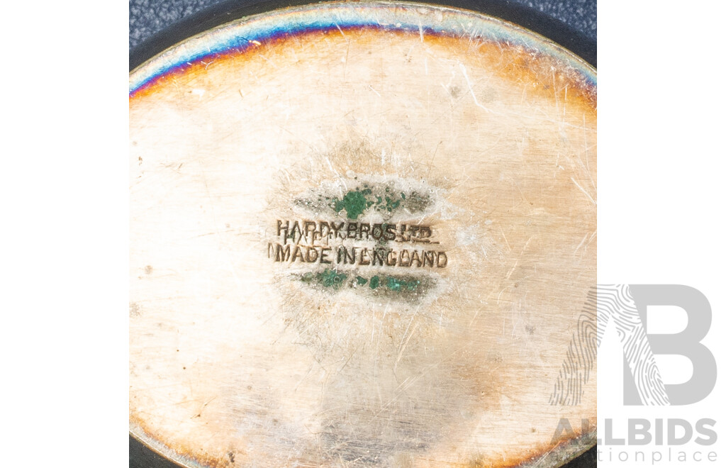 Vintage Silver Plate Hardy Brothers Condiment Set with Silver Spoon, Arthur Price & Co Ltd, Birmingham, 1931 and Silver Handle Fork