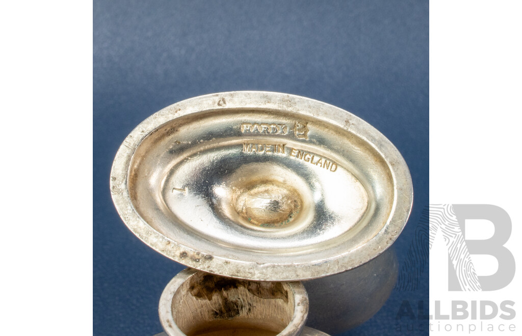 Vintage Silver Plate Hardy Brothers Condiment Set with Silver Spoon, Arthur Price & Co Ltd, Birmingham, 1931 and Silver Handle Fork