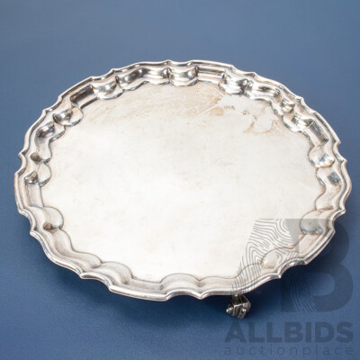 Antique Silver Scroll Footed Serving Tray, John Harrison & Co, Sheffield, 1880
