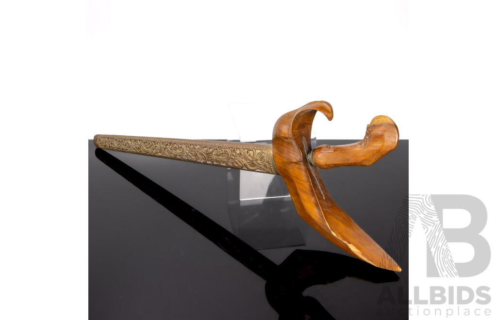 Reproduction Timber Handled Kris Dagger with Scabbard - From Indonesia