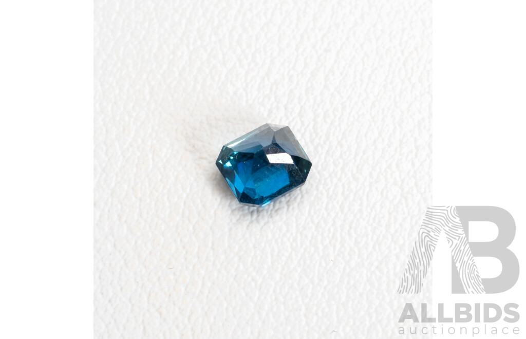 Teal Sapphire, Natural Corundum Cushion Cut Gemstone, 1.15ct, Origin Madagascar