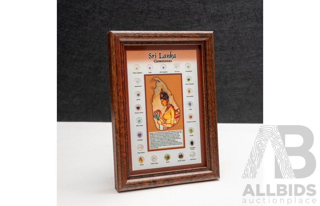 Sri Lankan Gemstone Collection 'Sigiriya' - Framed with (22) Natural Gemstone Specimans
