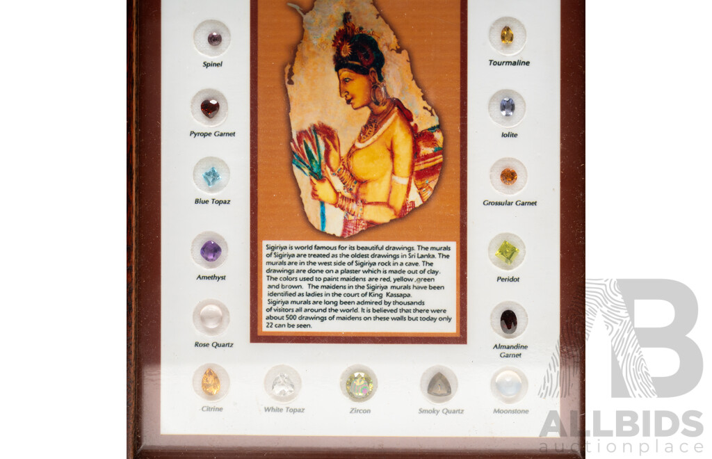 Sri Lankan Gemstone Collection 'Sigiriya' - Framed with (22) Natural Gemstone Specimans