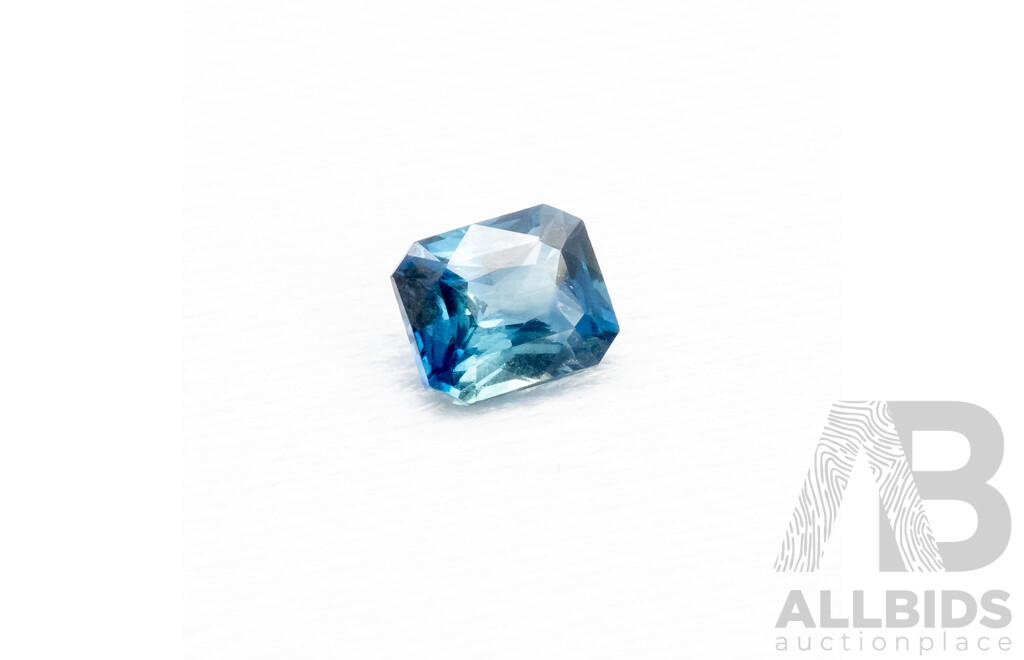 1.25ct Elongated Emerald Cut Teal Sapphire