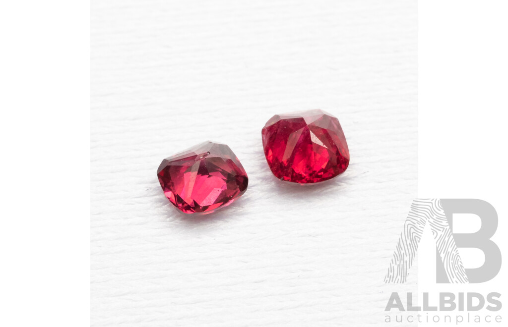 1.25ct Pair of Elongated Cushion Cut Red Spinels