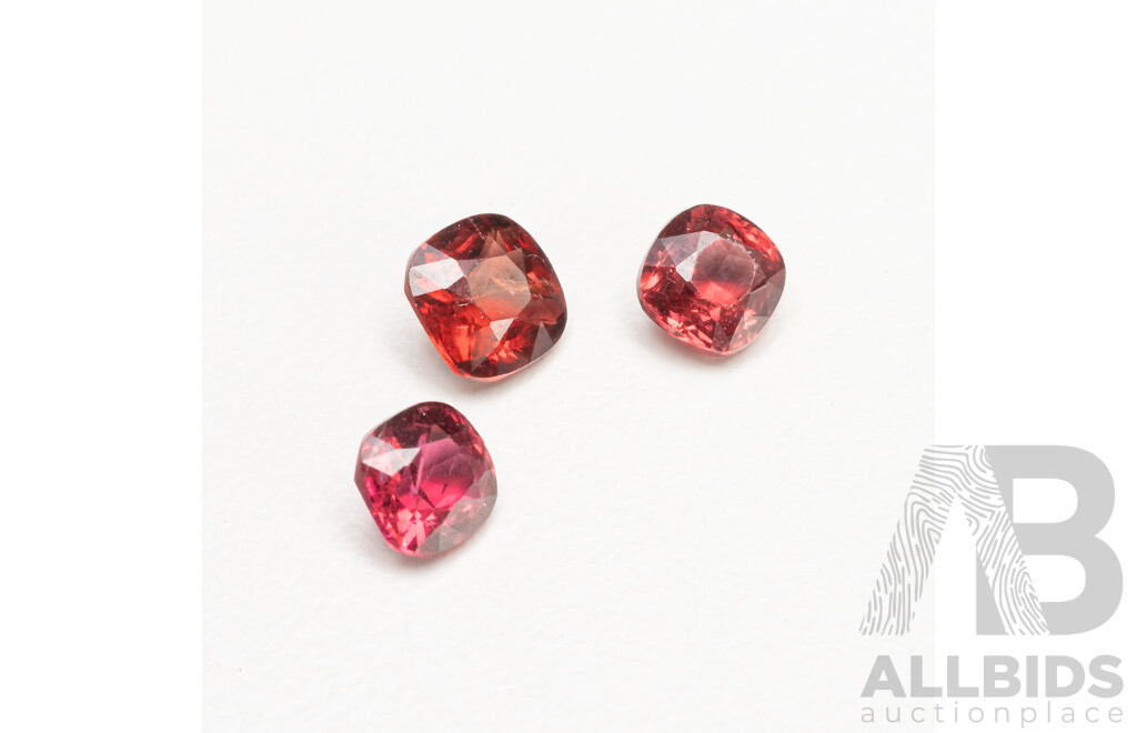 Cushion Cut Red Spinels - 1.80cts. Lot of 3