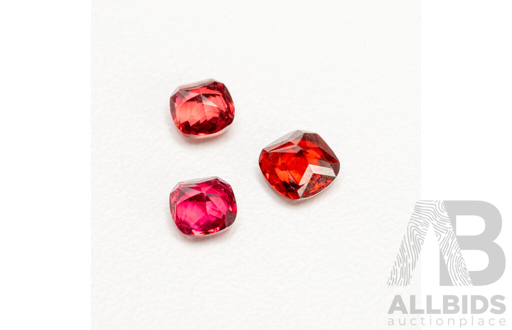 Cushion Cut Red Spinels - 1.80cts. Lot of 3