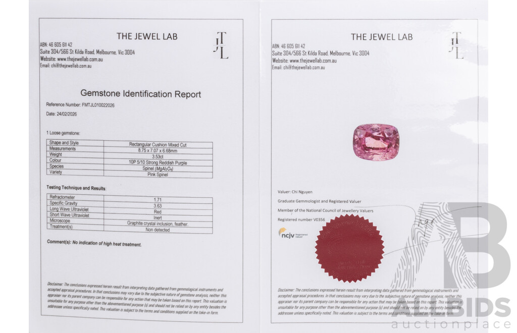 Mixed Cushion Cut Purple Spinel with Gem Report - 3.53cts