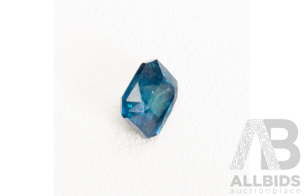 Teal Sapphire, Natural Corundum Cushion Cut Gemstone, 1.30ct, Origin Madagascar