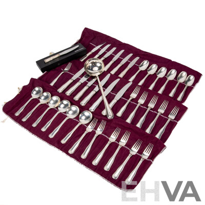 George Jensen Sterling Silver Thirty Seven Piece Cutlery Set with Sheraton Silver Plate Ladle