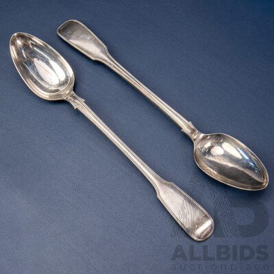 Two Large Vintage Silver Plate Serving Spoons