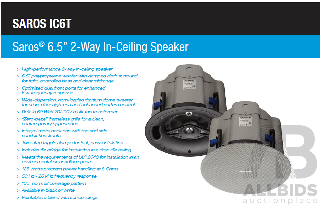 Crestron Saros 2- Way In-Ceiling Speakers