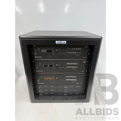 Hallam Rack Cabinet Containing Digital Media System - DMPS3-300-C + DMPS-200-C + ST-COM + C2N-VEQ4 + ST-COM