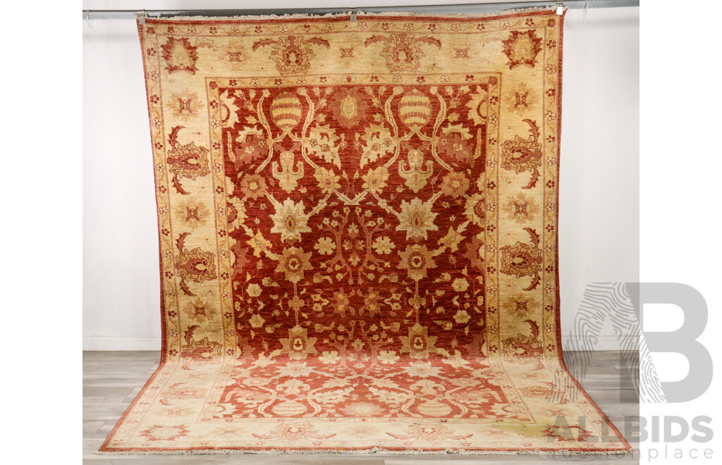Large Hand Knotted Oushak Rug in Autumnal Tones