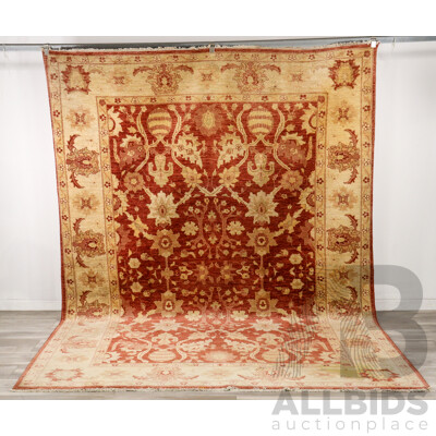 Large Hand Knotted Oushak Rug in Autumnal Tones