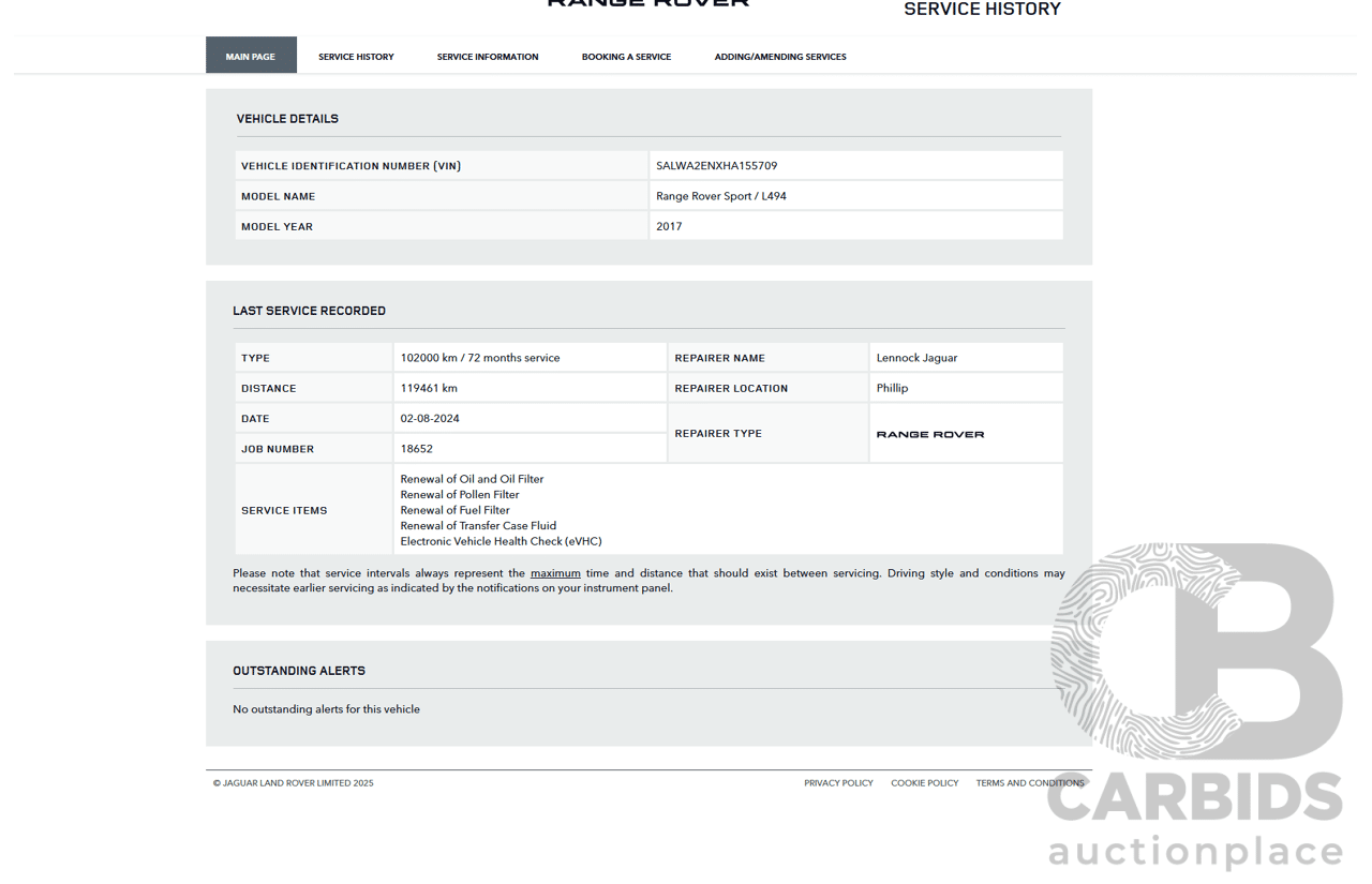 07/2017 Land Rover Range Rover Sport SD4 S (AWD) LW MY17 4D Wagon Glacier White Turbo Diesel 2.0L