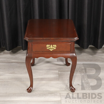 Mahogany 'Brandywine' Single Drawer Side Table by Harden Furniture