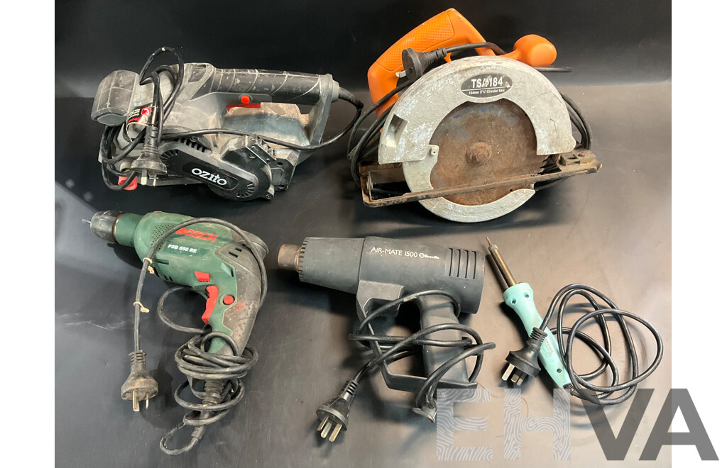 Assorted Corded Electric Tools Included 184mm Circular Saw, Sander and More - Lot of Five