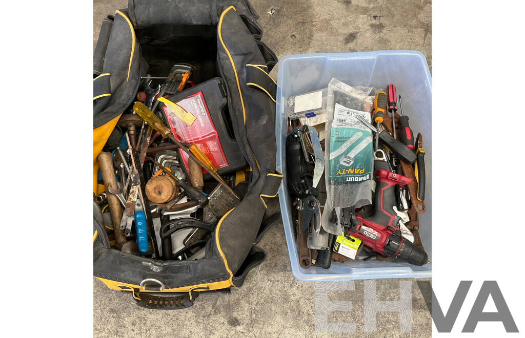 Bulk Lot - Assorted of Hand Tools with Ozito Cordless Drill Driver