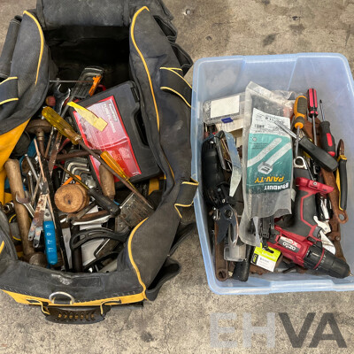 Bulk Lot - Assorted of Hand Tools with Ozito Cordless Drill Driver