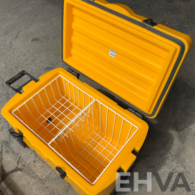 Assorted Camping Equipment - ICE MATE Ice Box, Coleman Portable Grill Stove, Airbed, Spinifex Portable Table and More