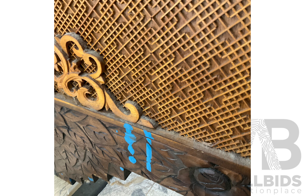 Vintage Chinese Carved Wood Chest Over Cabinet