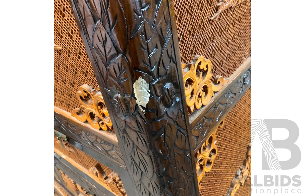 Vintage Chinese Carved Wood Chest Over Cabinet